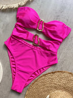 Metal Rings Cut Out Swimwear - Piña Colada