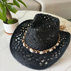 Summer Bohemian Shell Straw Hat - Piña Colada