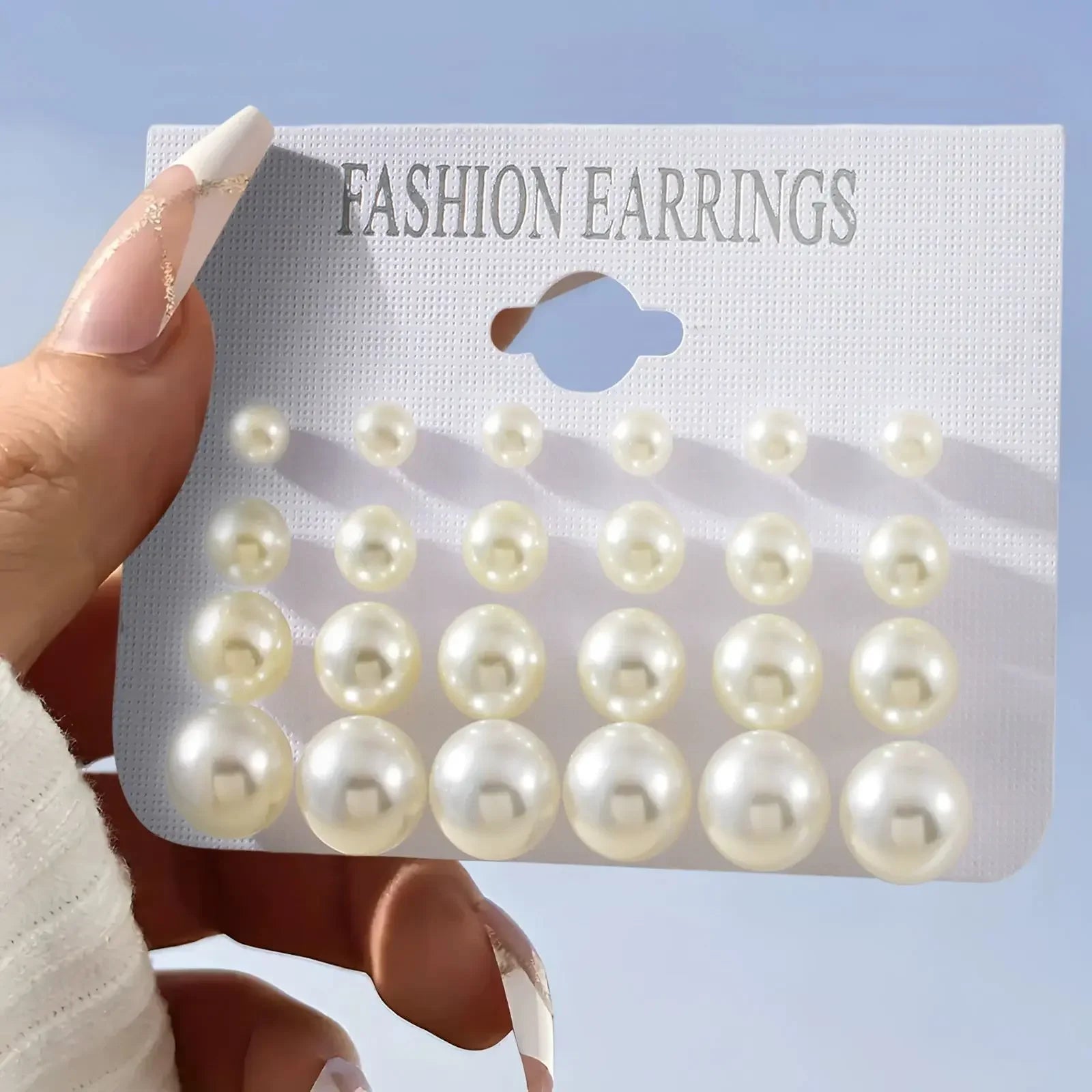 30PCS Retro Pearl & Crystal Zircon Earrings Set - Piña Colada