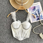 Tank Top Diamond Lace Mesh - Piña Colada