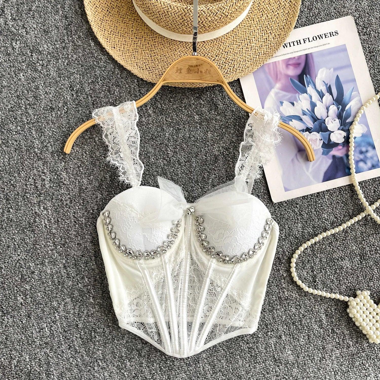 Tank Top Diamond Lace Mesh - Piña Colada
