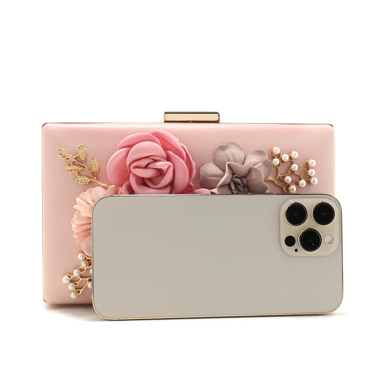 Floral Beaded Pearl Clutch - Piña Colada