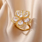 Rings Gold Plated Colorful Stone - Piña Colada