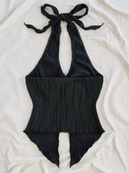 Sexy V-neck Halter Neck Crop Top - Piña Colada