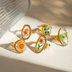 18k Gold Plated Minimalist Ring - Piña Colada