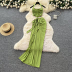Strapless Hollow Out Two-Piece Beach Set – Crop Top & Long Skirt - Piña Colada