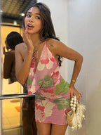 Halter Mini Dress Summer Vibes - Piña Colada