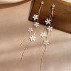 White Flower Tassel Earrings - Piña Colada