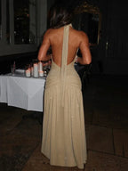 Mozision Sequin V-Neck Floor-Length Dress – Sexy & Club Evening Gown - Piña Colada
