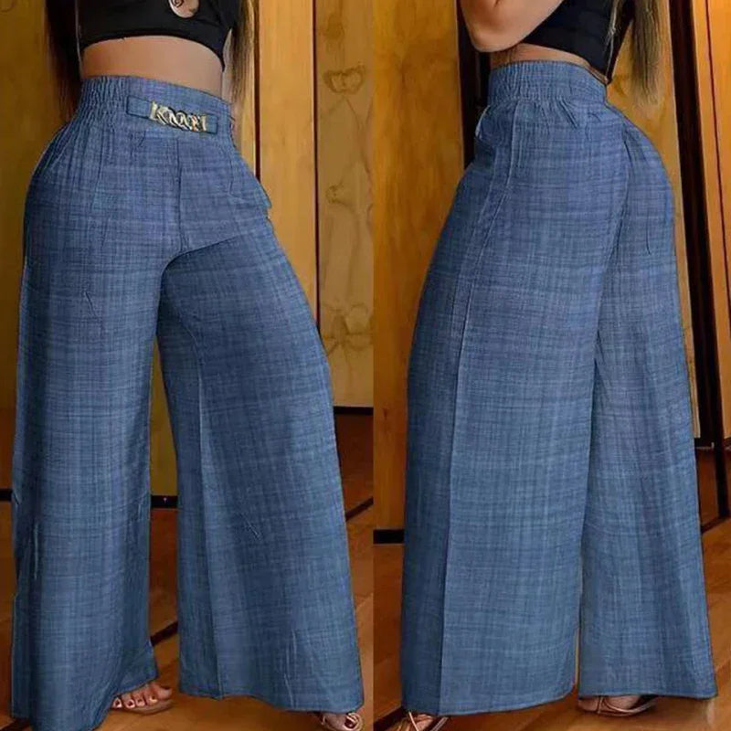 Sequin Glam High Waist Wide-Leg Pants - Piña Colada
