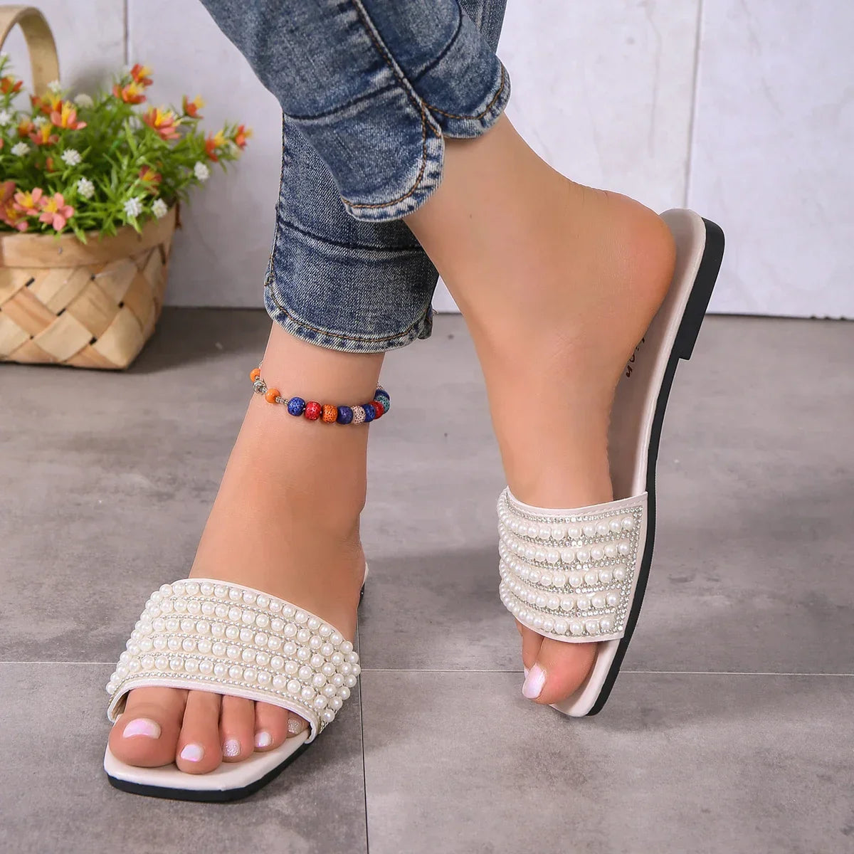 Minimalist Gladiator Flat Sandals - Piña Colada
