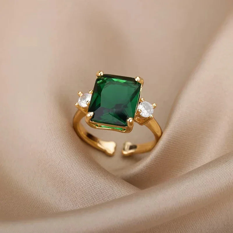 Rings Gold Plated Colorful Stone - Piña Colada