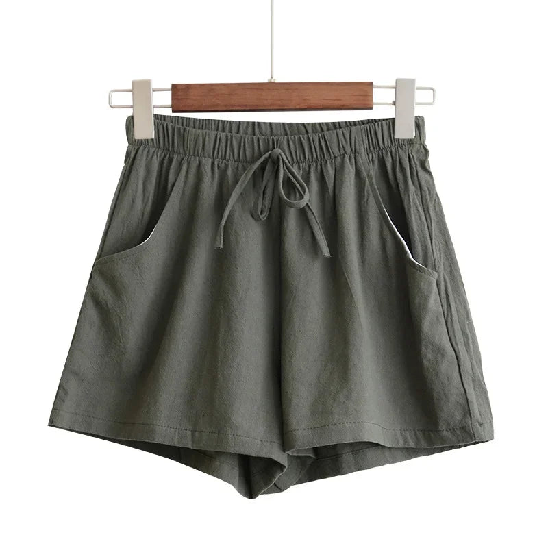 Summer Women Cotton Linen Shorts - Piña Colada