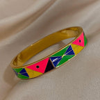 Geometric Pattern Cuff Bracelet - Piña Colada