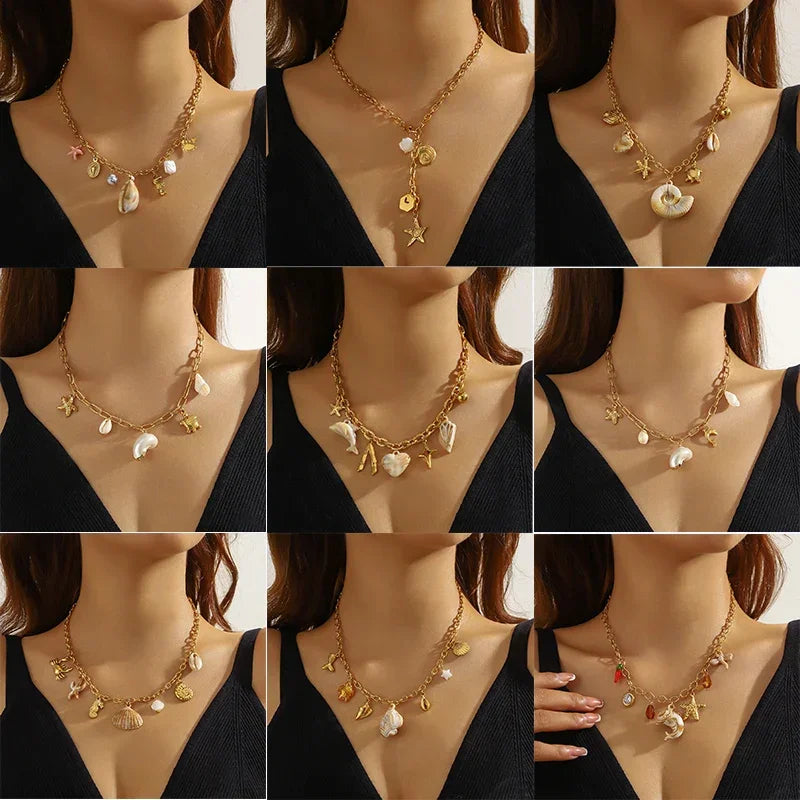 Stainless Steel Pearl Necklace - Piña Colada