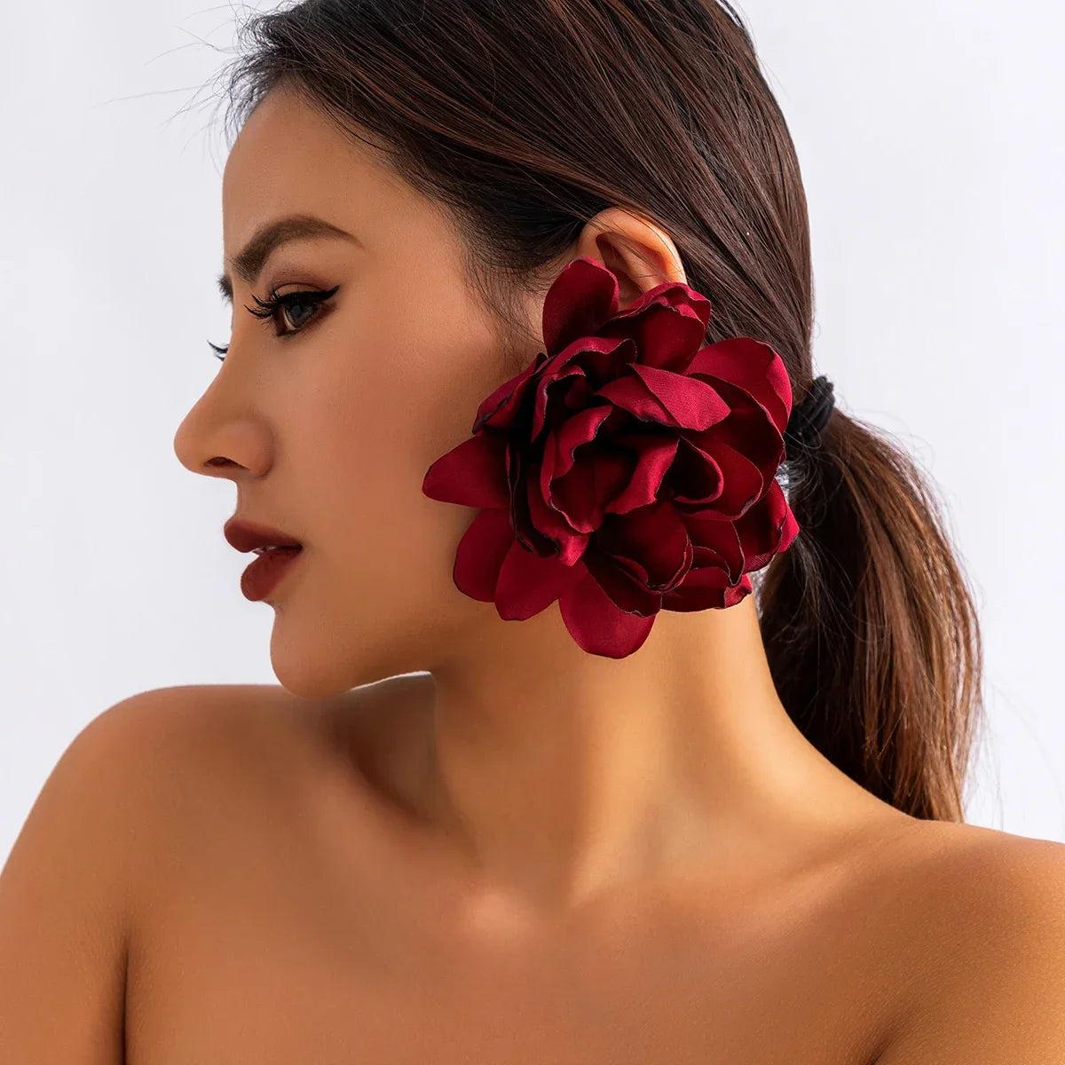 Red Big Flower Drop Earrings - Piña Colada