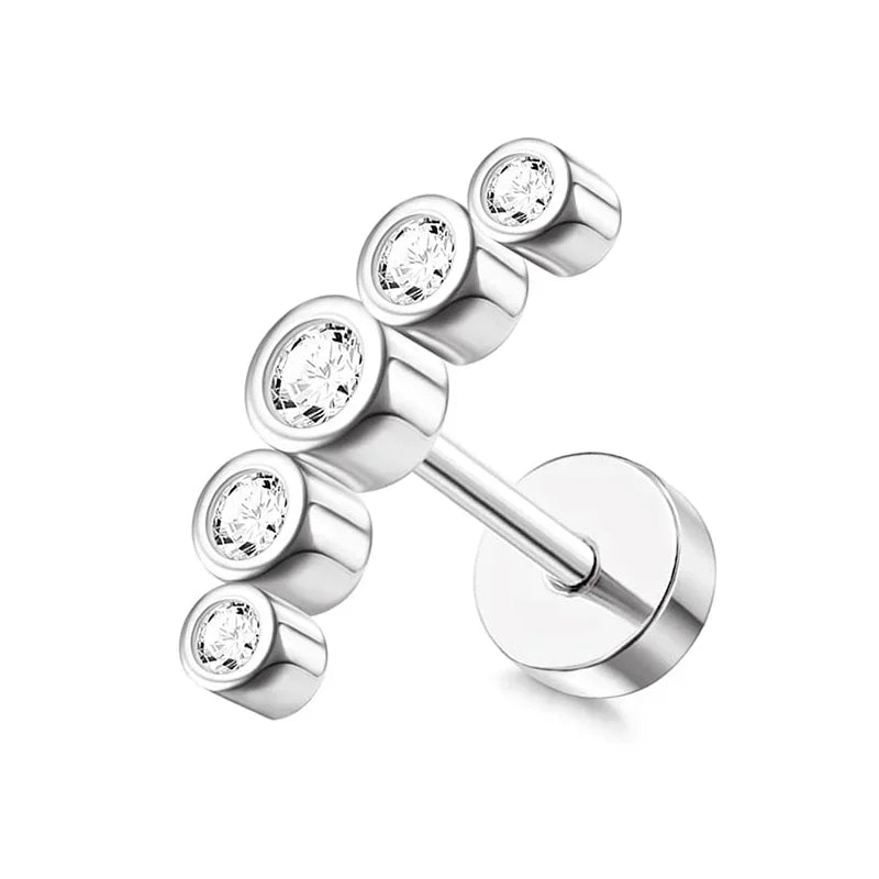 Moon-Shaped Screw-Back Stud Earring - Piña Colada