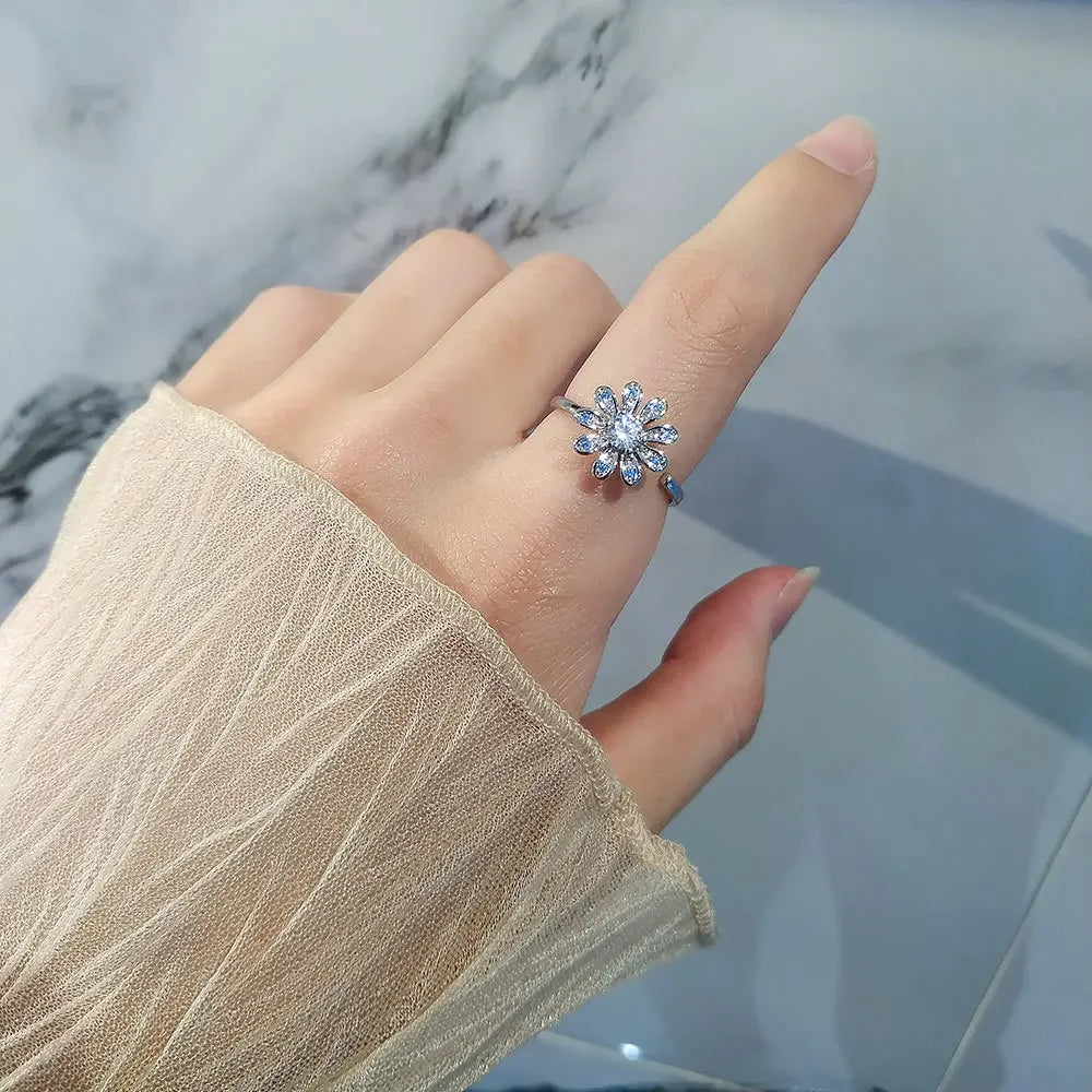 Spinner Ring Crystal Flower - Piña Colada