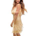 Dress Tassel Mini Dress Glitter - Piña Colada