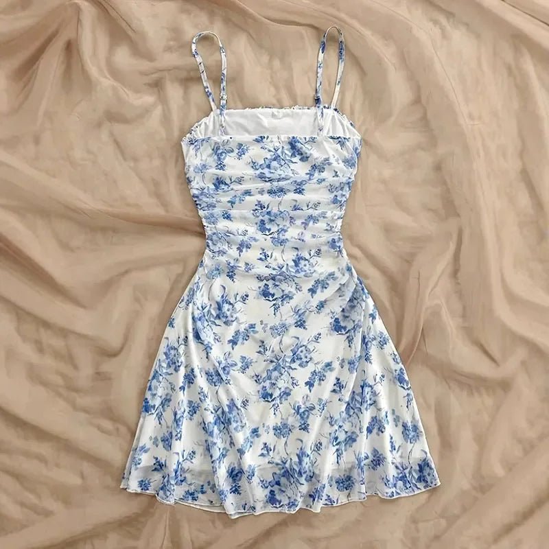 Floral Mini Dress Fashion - Piña Colada