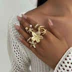 6Pcs/set Pearl Open Irregular Pleated Rings - Piña Colada
