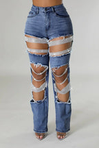 Beaded Tassel Straight Leg Jeans - Piña Colada