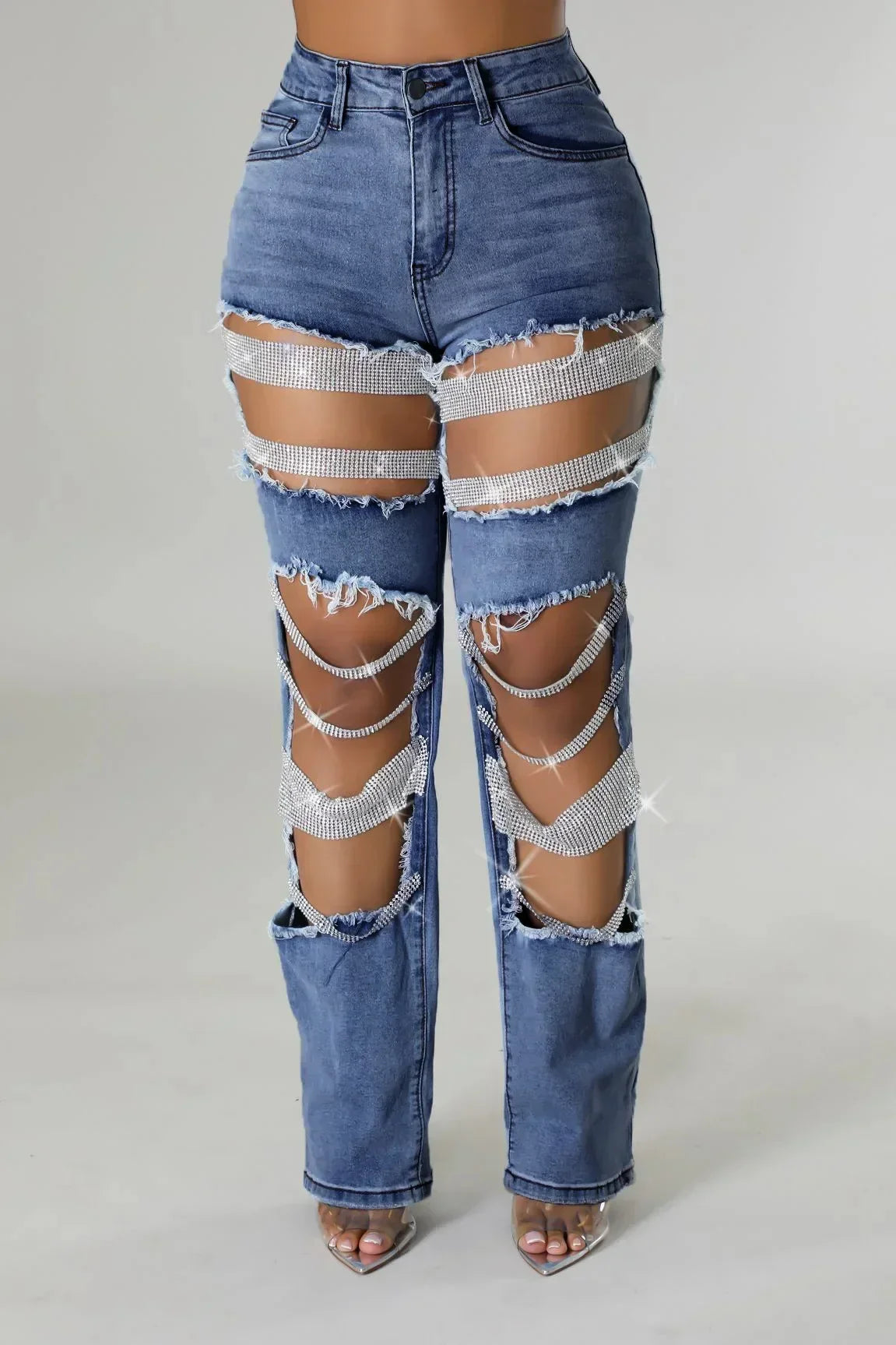 Beaded Tassel Straight Leg Jeans - Piña Colada