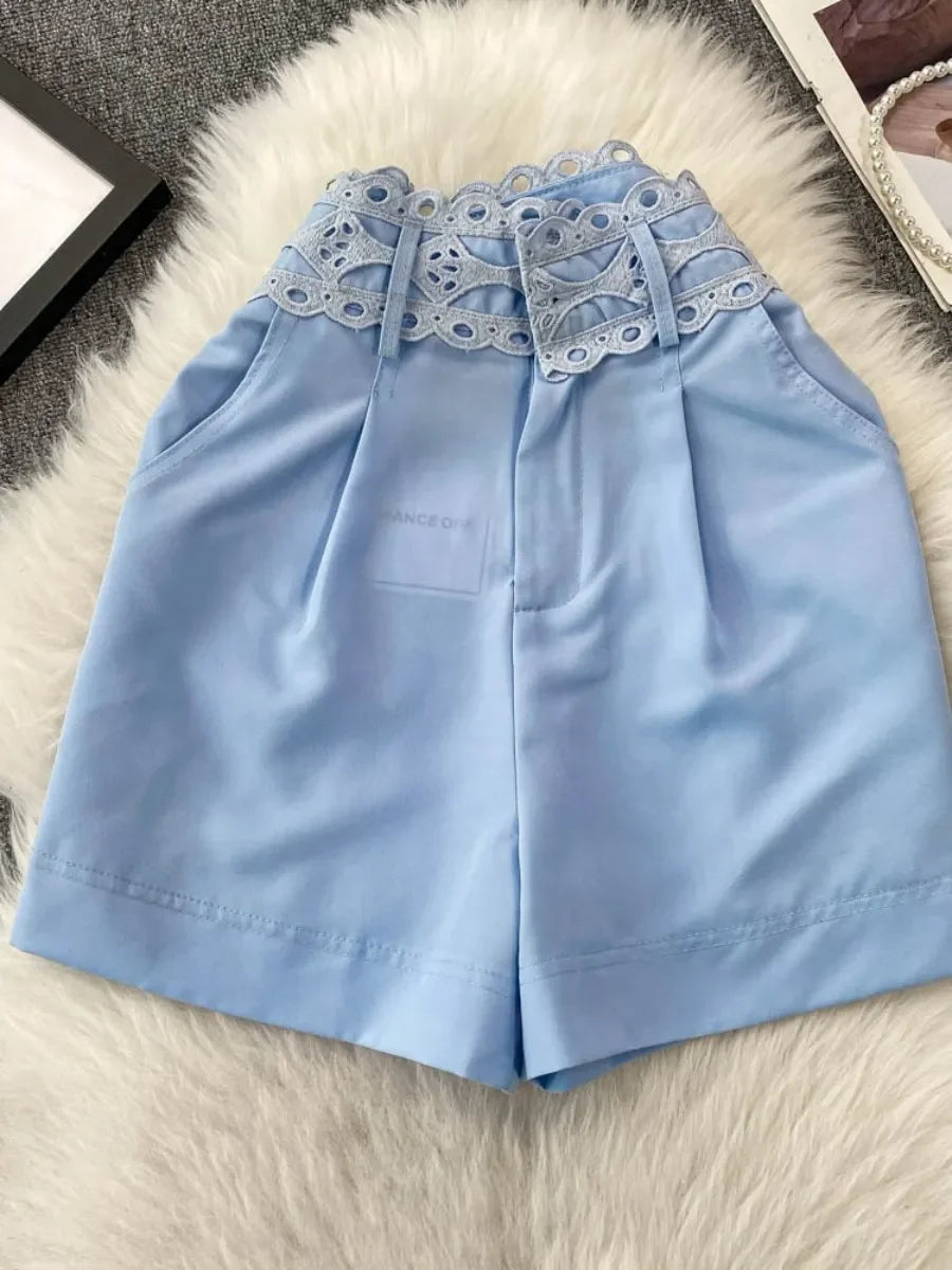 High-Rise Wide Leg Shorts - Piña Colada