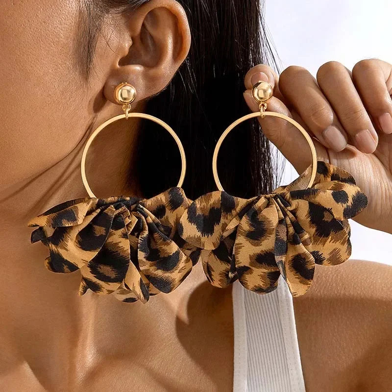 Retro Leopard Earrings - Piña Colada