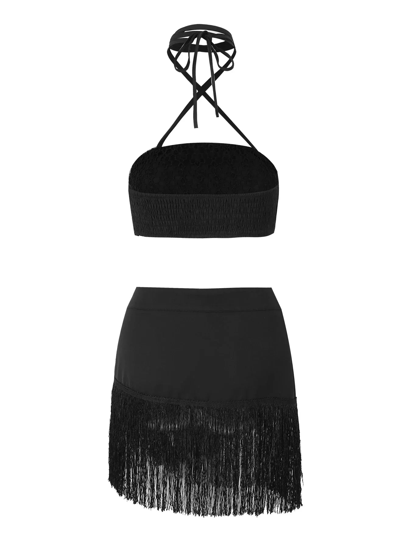 Tassel Bandeau Top & Skirt Set - Piña Colada