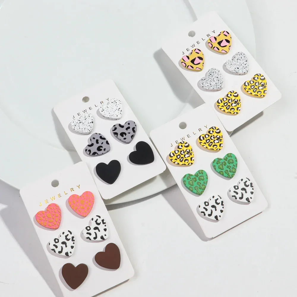 3Pairs/set Colorful Acrylic Earrings - Piña Colada