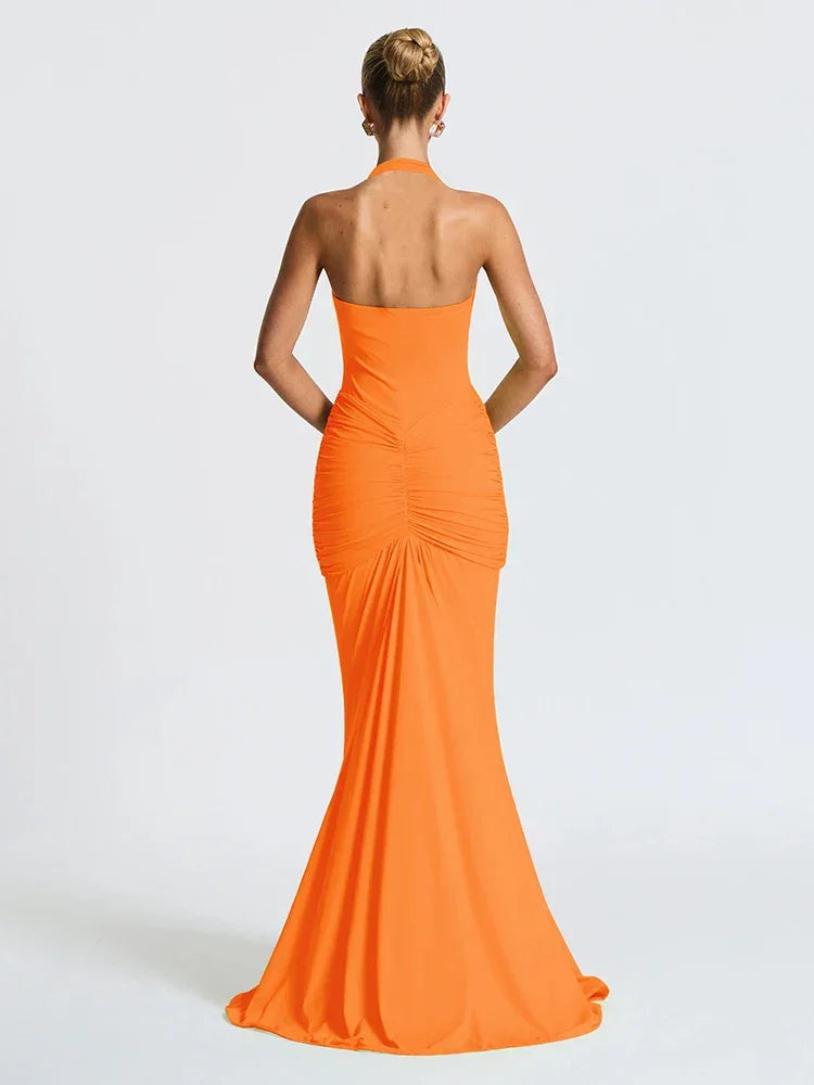 Maxi Dress Classic Solid Low Neck - Piña Colada