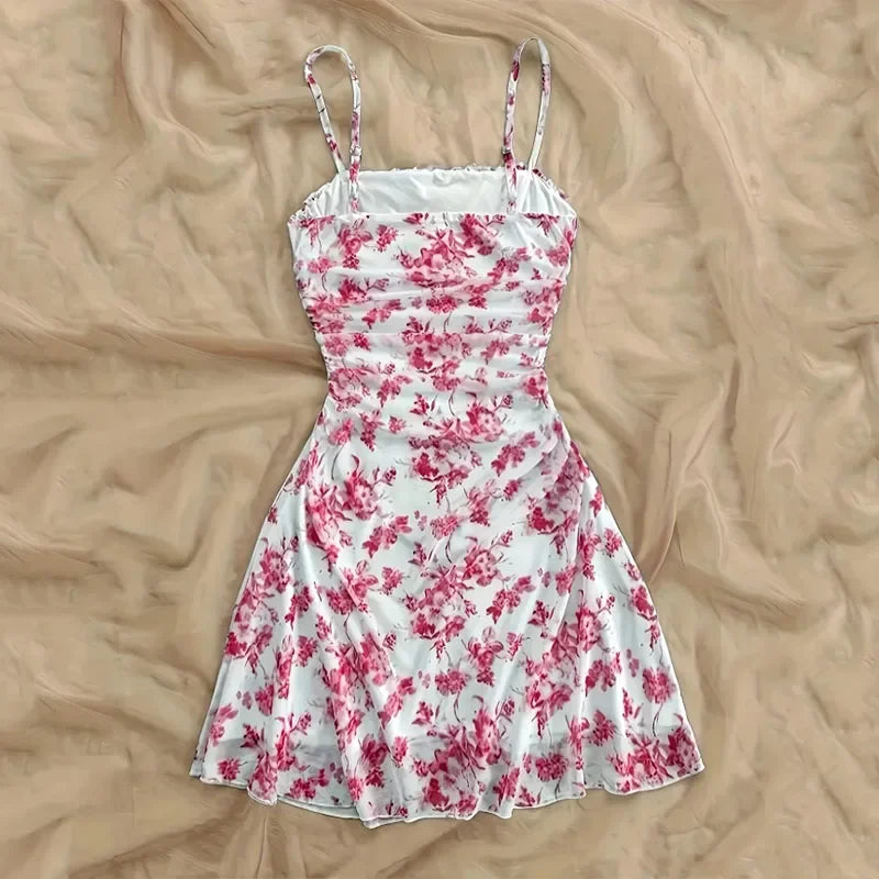 Floral Mini Dress Fashion - Piña Colada