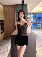 Exotic Lace Tube Top – Black & White Fishbone Pattern - Piña Colada