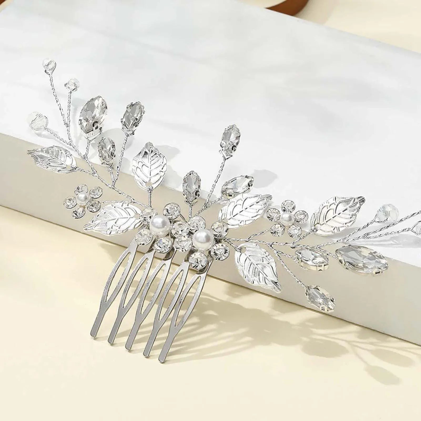 Crystal Pearl Hair Comb Clip - Piña Colada