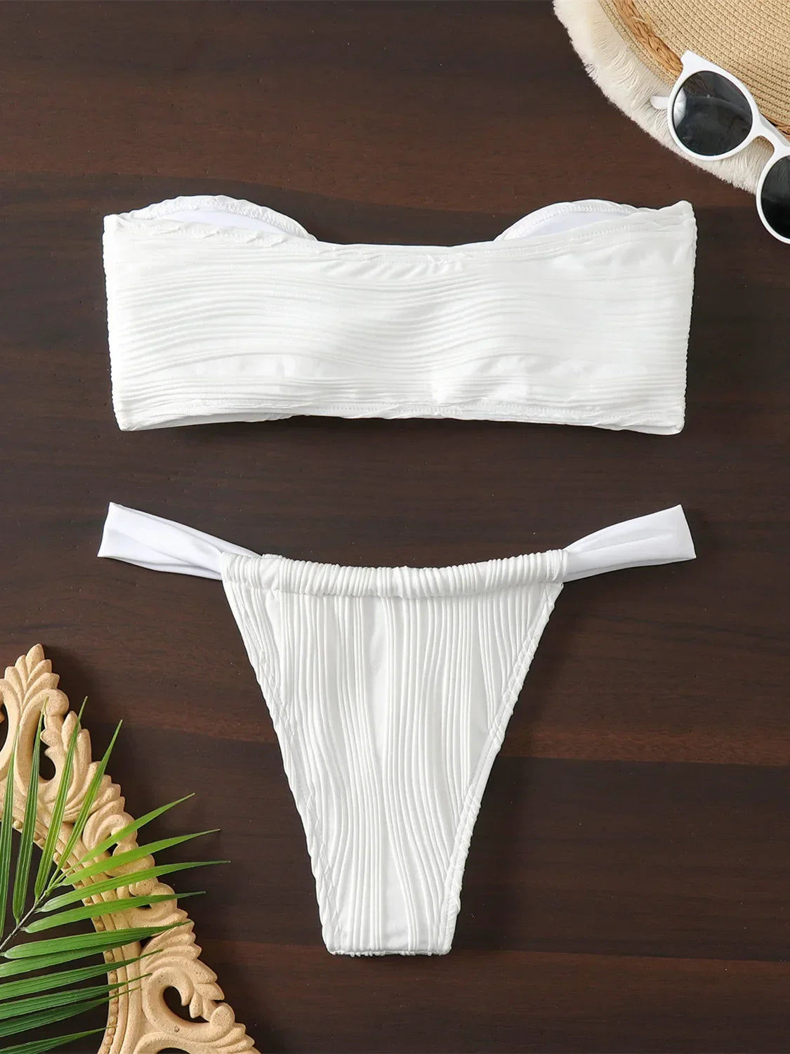 Metal V Neck Push Up Thong - Piña Colada