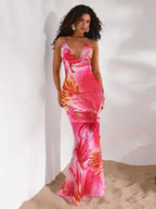 Printed One-Shoulder Maxi Dress - Piña Colada