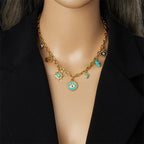 Stainless Steel Turquoise Eye Pendant - Piña Colada