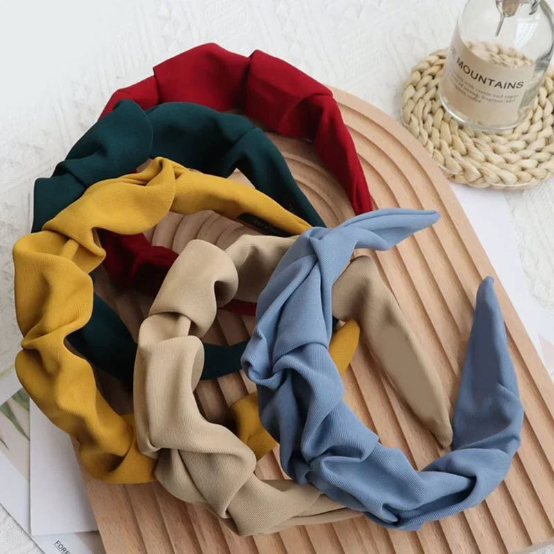 Five-Flower Solid Color Fabric Headband - Piña Colada