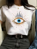 Eye Print Short Sleeve T-Shirt - Piña Colada