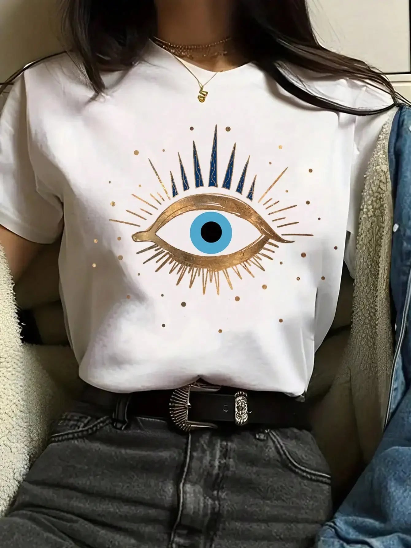 Eye Print Short Sleeve T-Shirt - Piña Colada
