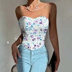 Off Shoulder Tank Top Low Cut Open Back - Piña Colada