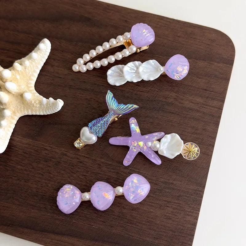 Mermaid Starfish Shell Hairpins - Piña Colada