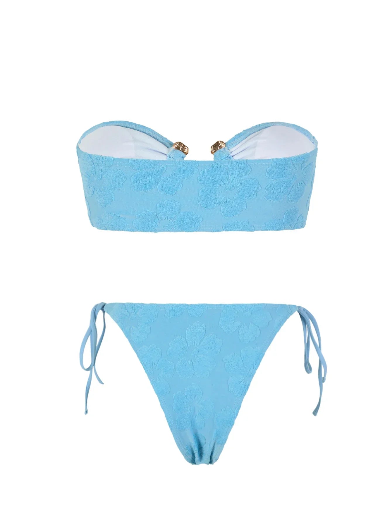 Solid Ring Detail Bikini Set - Piña Colada
