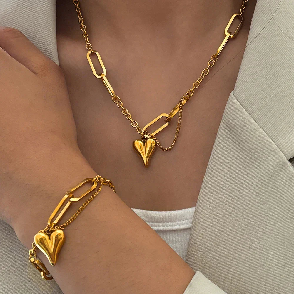 Stainless Steel Heart Jewelry - Piña Colada