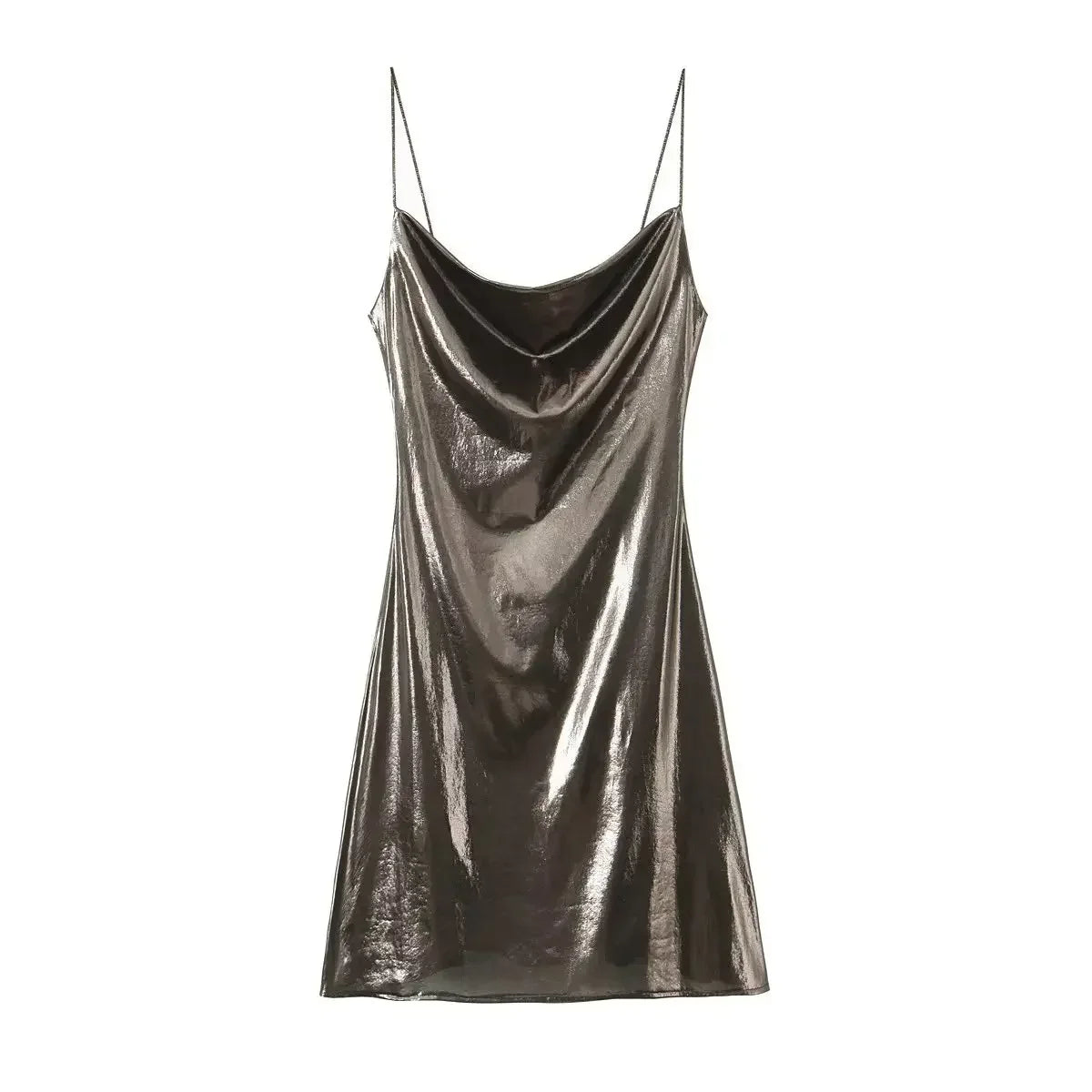 Mini Dress Women Metallic Draped - Piña Colada
