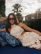 Crochet Halter Maxi Dress - Piña Colada