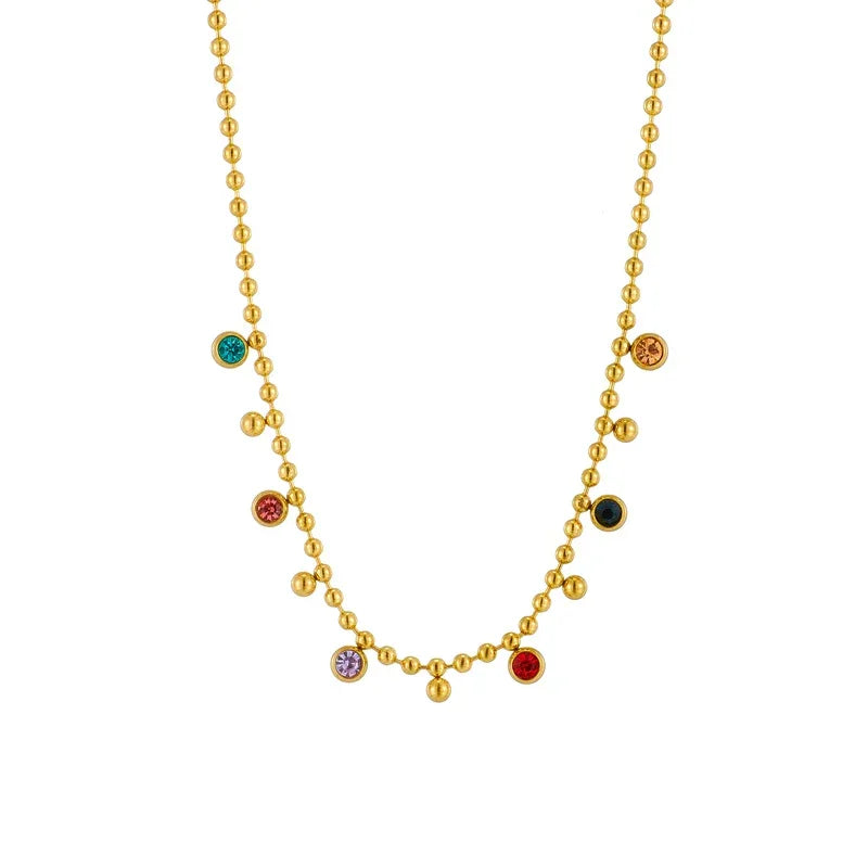 Color Trendy Geometric Pendant Necklace - Piña Colada