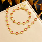 316L Stainless Steell Colour Heart Rhinestones - Piña Colada