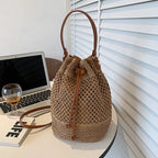 Braided Straw Bucket Bag - Piña Colada